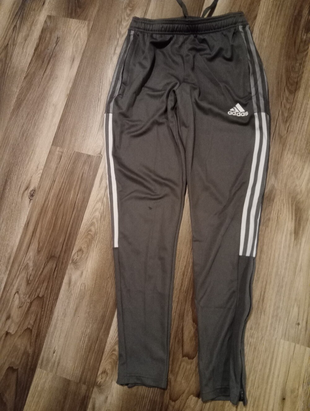 adidas Dark Gray Track Pants with White Stripes